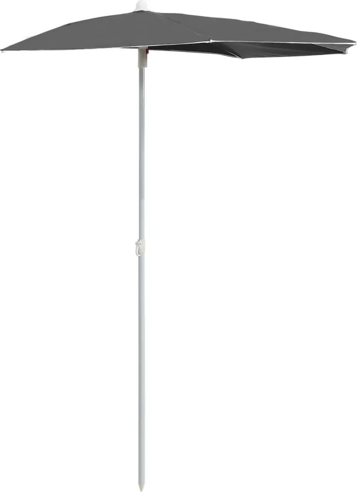 vidaXL Umbrelă de grădină cu stâlp, antracit, 180x90 cm, semirotundă