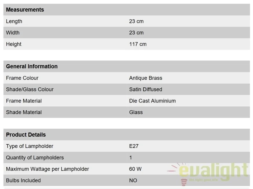 Stalp exterior stil clasic IP23 H115cm Aiko AL 11-1140/1 Patina OR