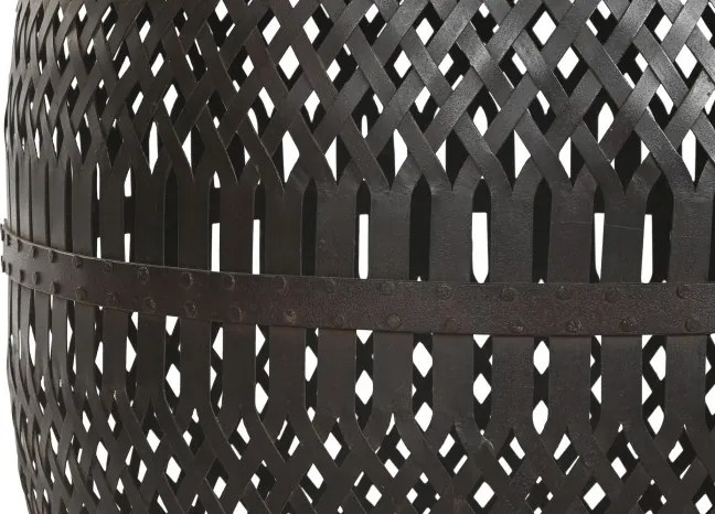 Măsuță laterală din metal perforat cu blat din lemn masiv de mango, 58×58×55 cm, „Malla"
