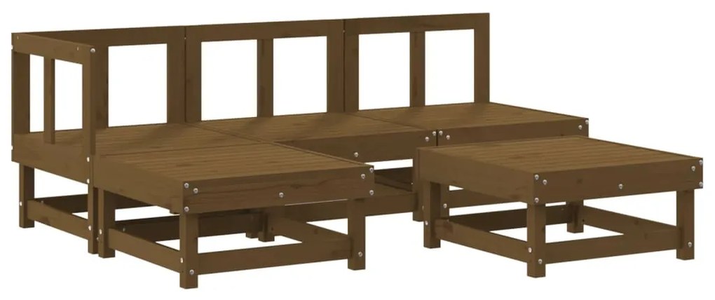 3186518 vidaXL Set mobilier relaxare grădină 5 piese maro miere lemn masiv pin