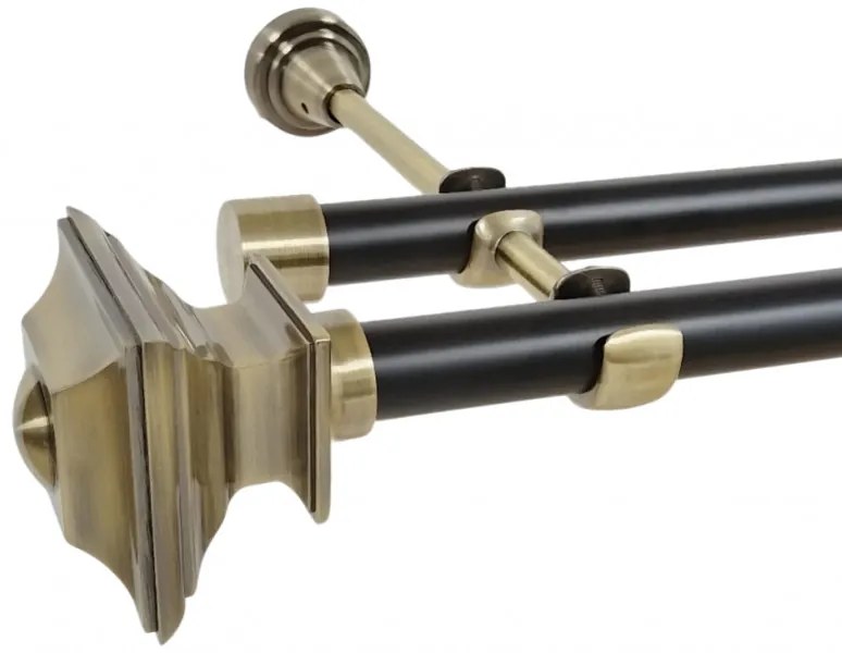 Galerie dubla fara inele duo VERDI 19/19 mm negru aur antic (Alege marime: 300 cm)