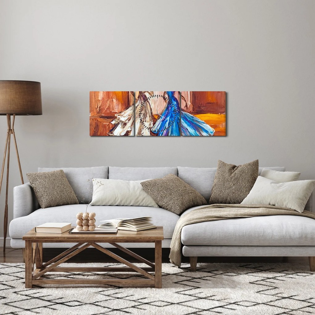 Tablou - Dansatoare, pictură în ulei (cu ceas) (90x30 cm)