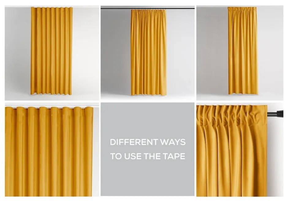 Draperie galbenă dimout (semi-opacă) din catifea 140x245 cm Pleat – Restilo