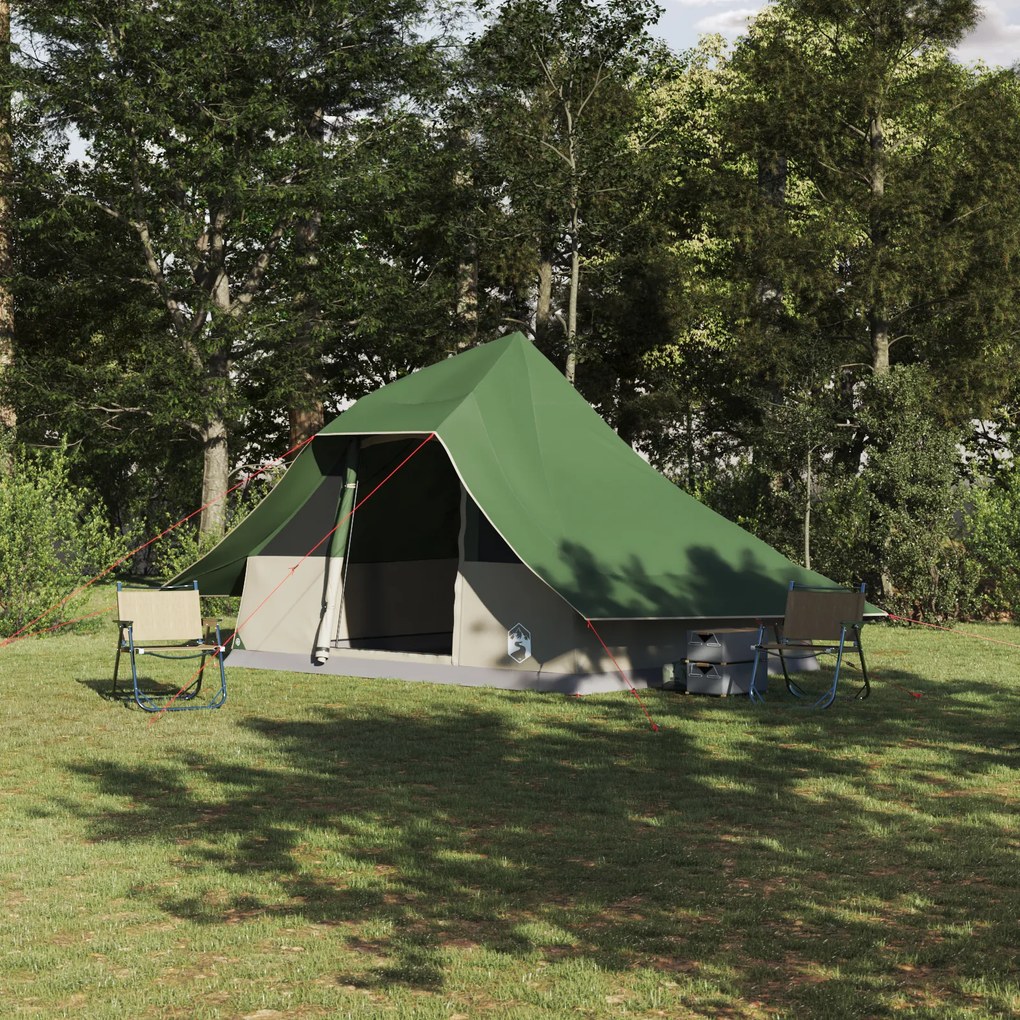 vidaXL Cort Tipi cu acoperiș Verde 364 x 281 x 257 cm tafta