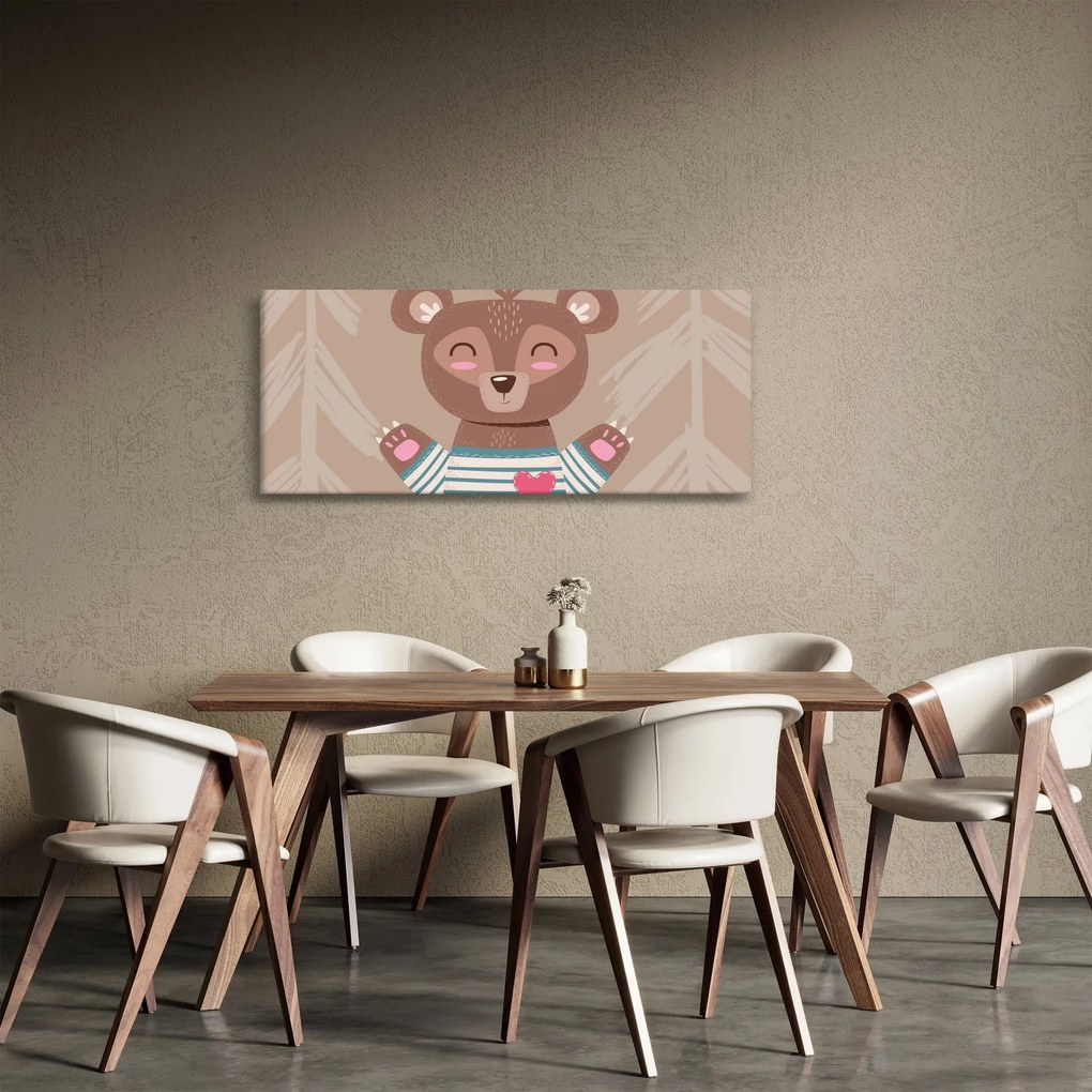Tablou - Ursuleț de pluș în tricou cu dungi (120x50 cm)