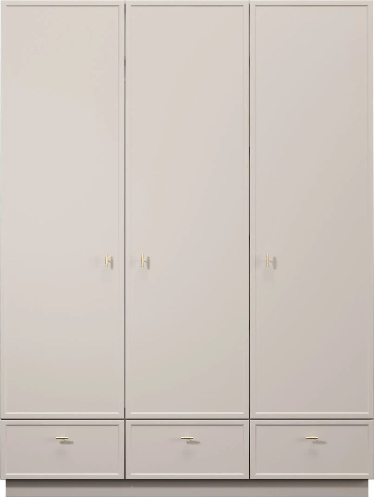 Dulap Lorini 150 cm cu rafturi - cașmir / mânere aurii T-bar