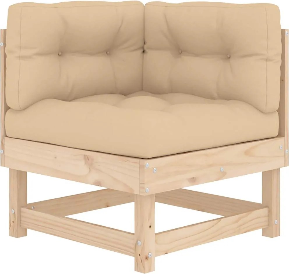 vidaXL Canapea colțar cu perne, lemn masiv de pin