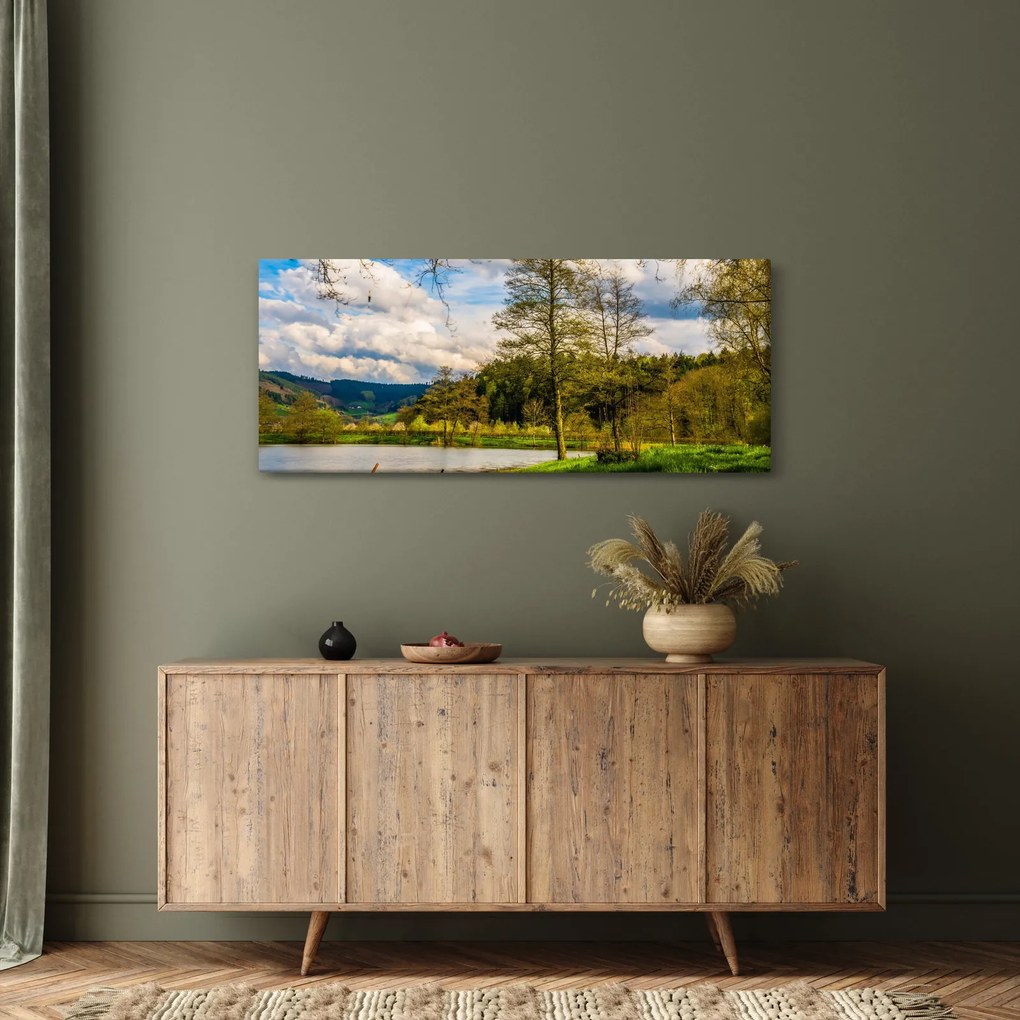 Tablou - Barcă pe lac (120x50 cm)