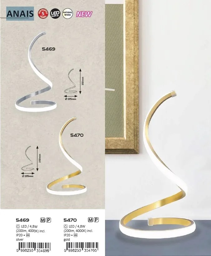 Veioza, Lampa de masa LED Anais auriu 5470 RX