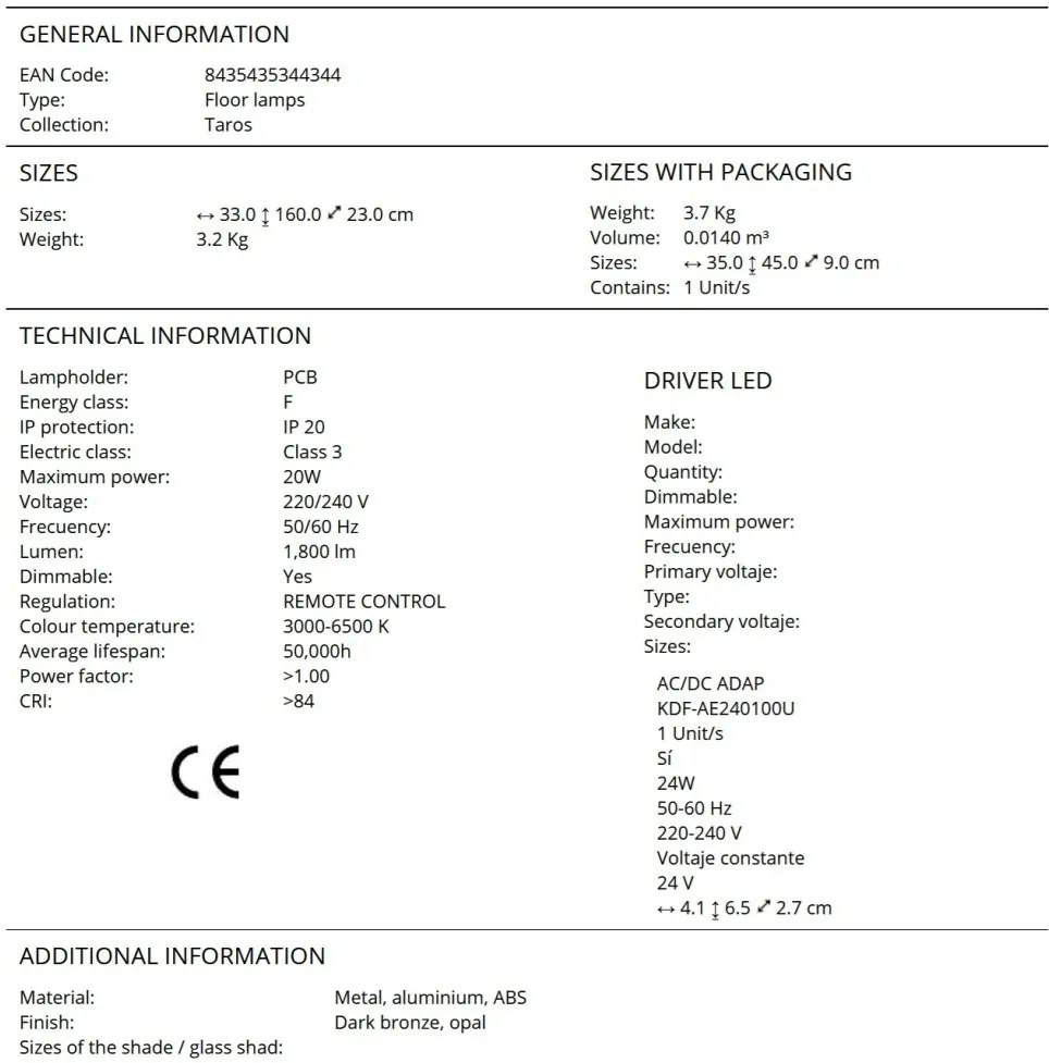 Lampa LED de podea cu telecomanda Taros