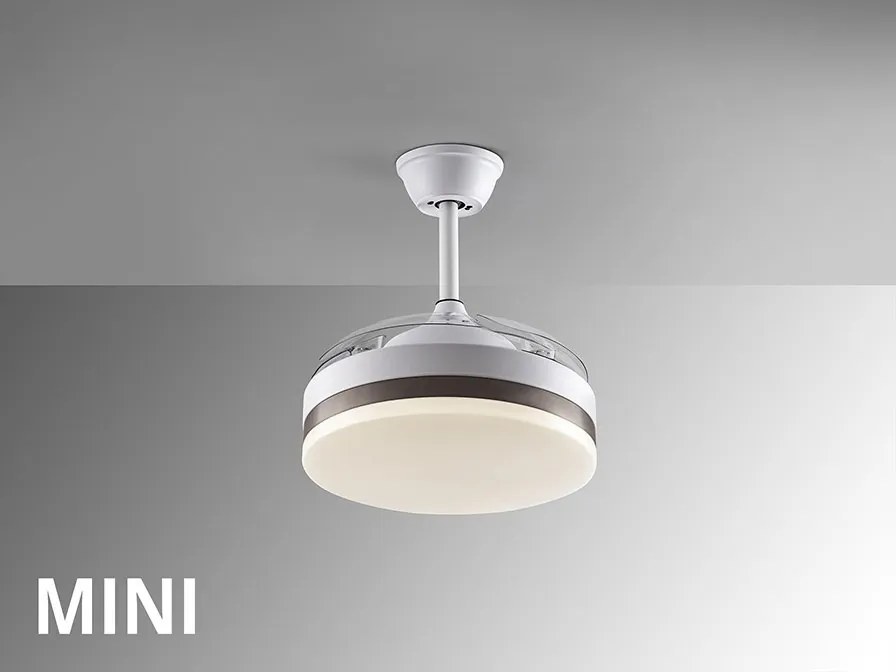 Lustra LED cu Ventilator si telecomanda, lame retractabile Mini Vento alb/bronz