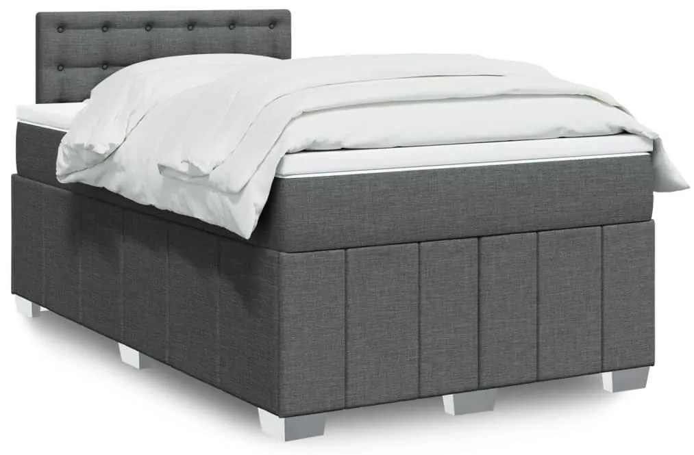 vidaXL Pat box spring cu saltea, gri închis, 120x200 cm, textil
