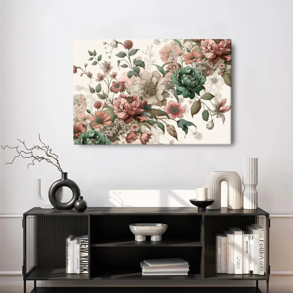 Tablou flori delicate în tonuri pastelate