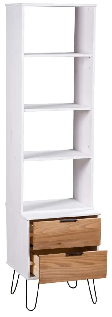 321143 vidaXL Bibliotecă New York, alb și natural, lemn masiv de pin