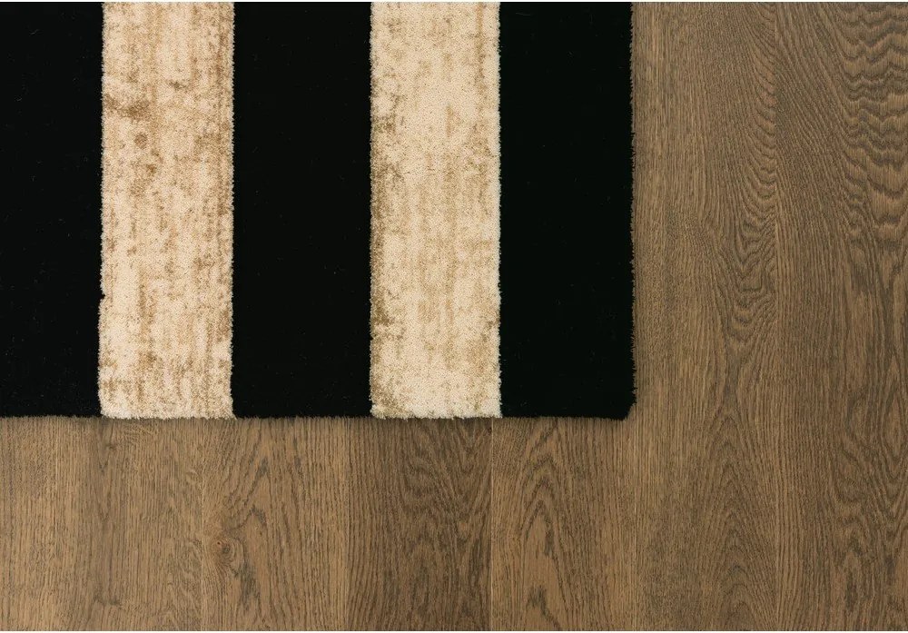 Covor negru-bej din lână 170x240 cm Agnus Art Deco II – Agnella