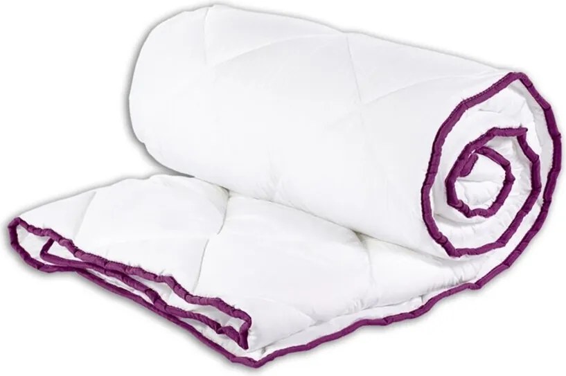 Set Alcam perna microfibra 50x70 cm si pilota matlasata 140x200 cm, Alb/Mov