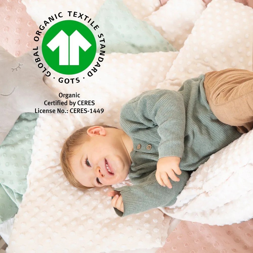 Pătură pentru copii bej din bumbac tricotată 80x80 cm Frosty Almond – Roba