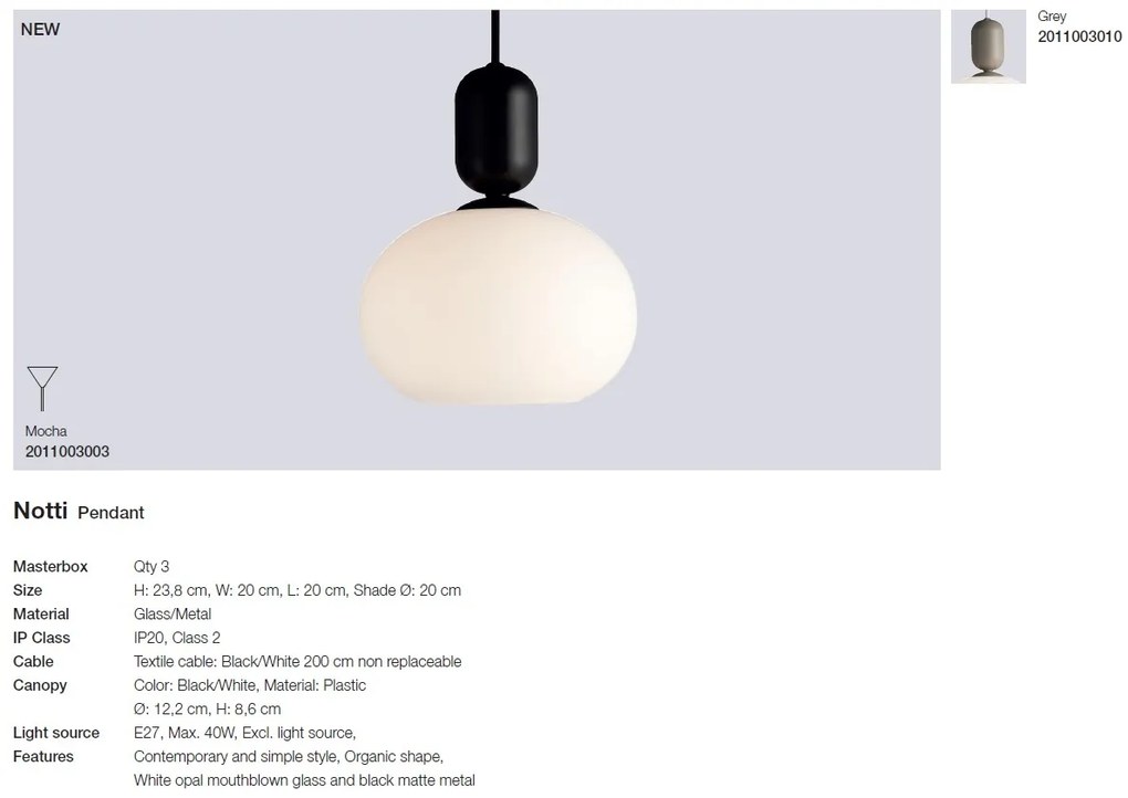 Lustra, Pendul modern design minimalist Notti gri 2011003010 NL