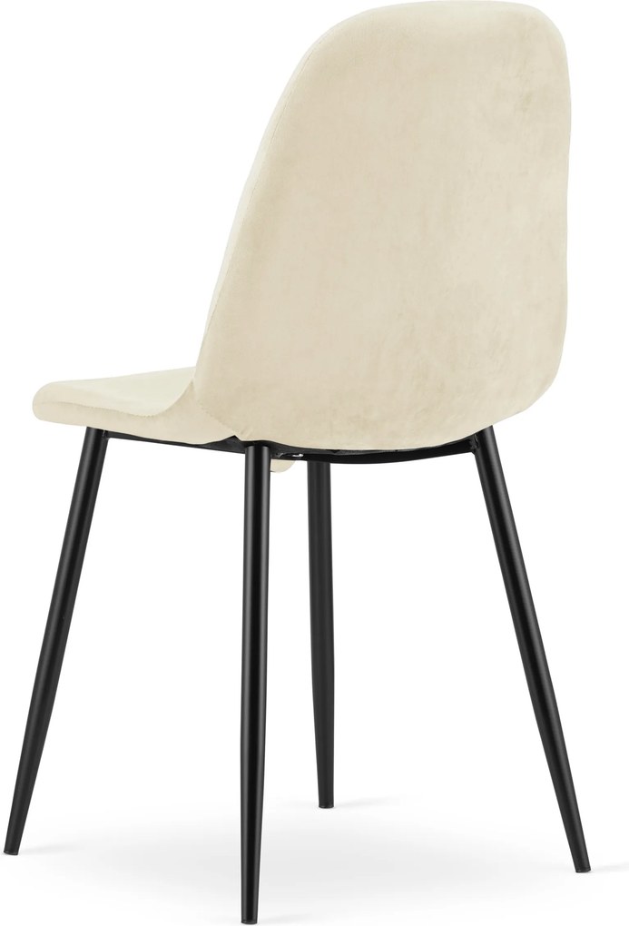 Scaun de dining PADVA VELVET cu picioare negre, bej deschis