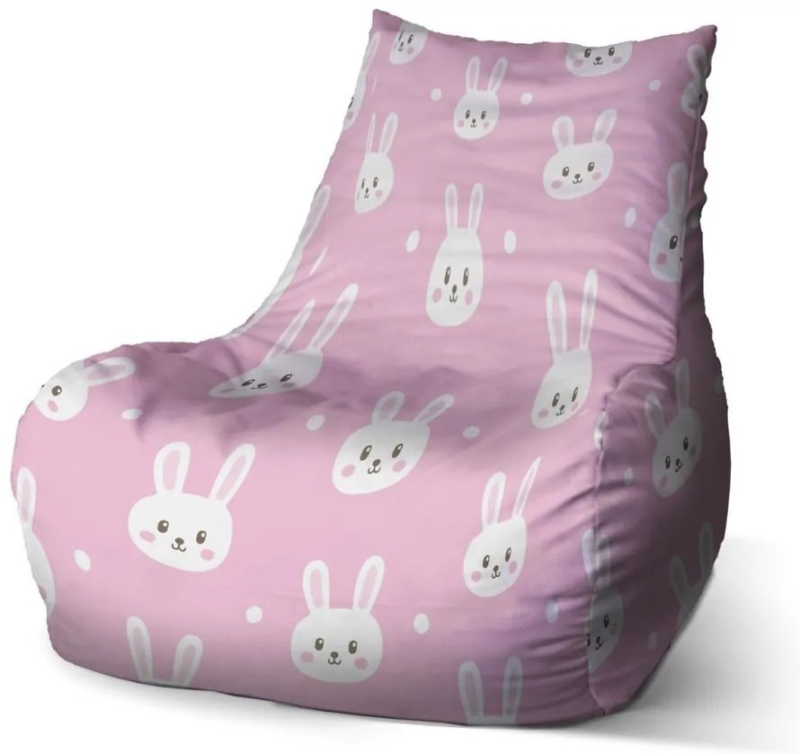 Sac de șezut Bean iepurași - pentru copii, roz