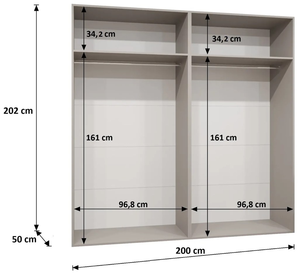 Dulap de haine 200 cm Mirabella 1 (Cașmir + Auriu). 1126368