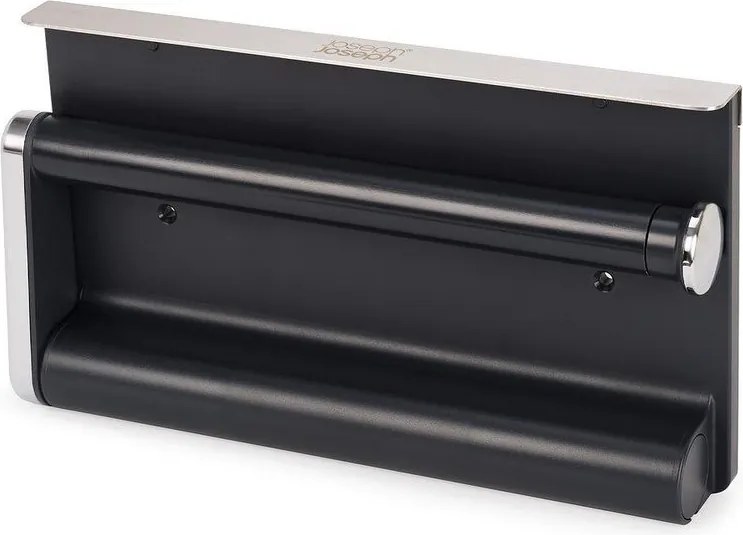 Suport vertical pentru prosoape de bucătărie din hârtie argintiu de montat pe perete din plastic RollGrip – Joseph Joseph