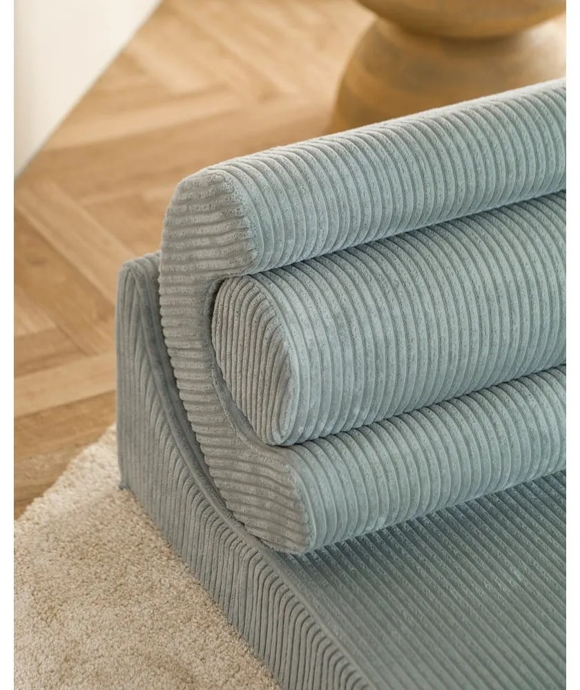 Fotoliu pentru copii verde mentă cu tapițerie din catifea reiată Flipster – Wigiwama