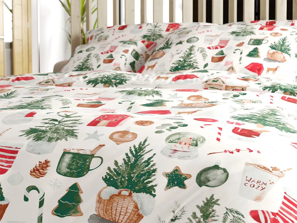 Lenjerie de pat din bumbac MAGIC CHRISTMAS albă Dimensiune lenjerie de pat: 2 buc 70 x 90 cm | 200 x 220 cm