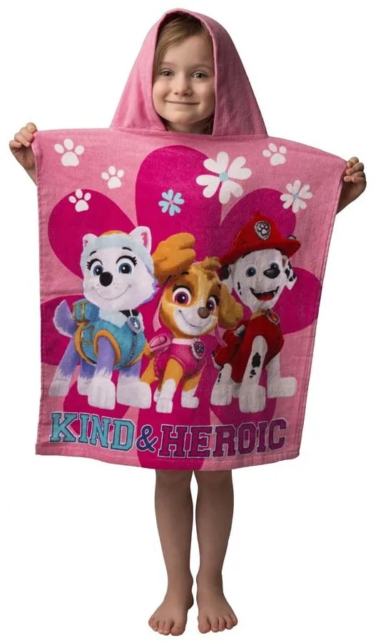 Poncho pentru copii roz din frotir Paw Patrol – Jerry Fabrics
