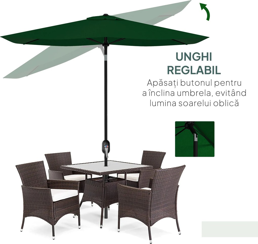 Outsunny Ombrellone da Giardino 2x3m Inclinabile e Apertura a Manovella Grigio | Aosom Romania