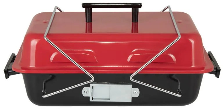Grаtar pe cаrbuni Muhler 1003818, 40.5x26 cm, Cu capac, Gril galvanizat, Compact pentru calatorii, Rosu/Negru