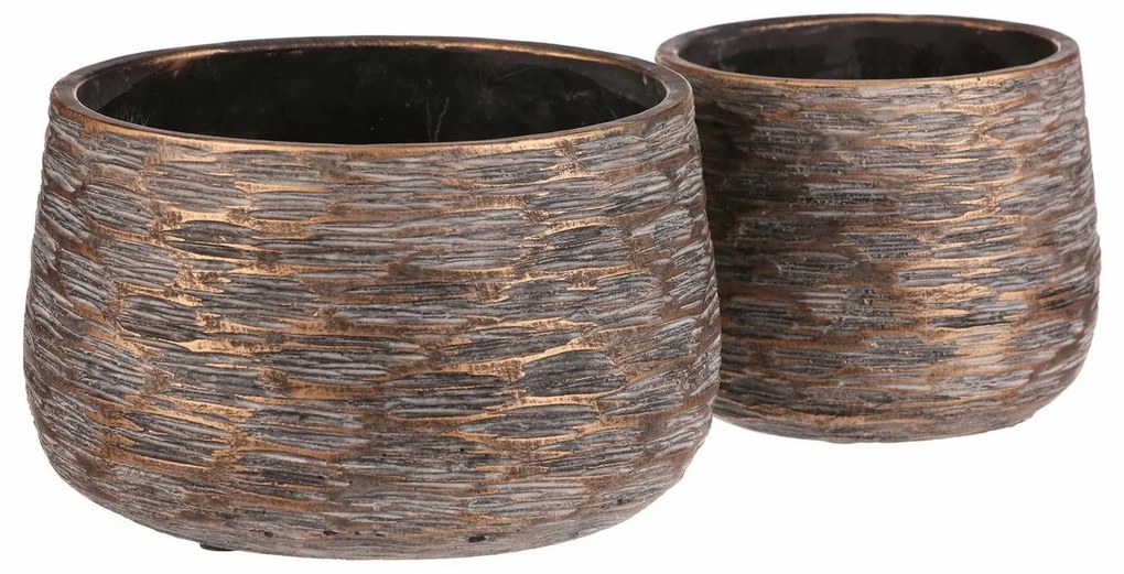 Set de recipiente din beton Rýha, 2 buc., gri, înălțime 13 cm