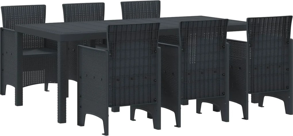 vidaXL Set de masă pentru grădină 7 pcs Antracit Polipropilenă