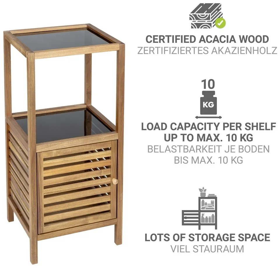 Dulap de baie negru/în culoare naturală jos, îngust din lemn de acacia 39,5x86 cm Fondi – Wenko