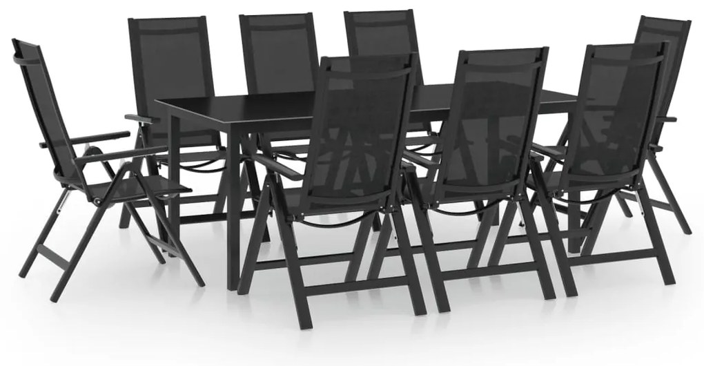vidaXL Set mobilier de grădină, 9 piese, antracit, aluminiu