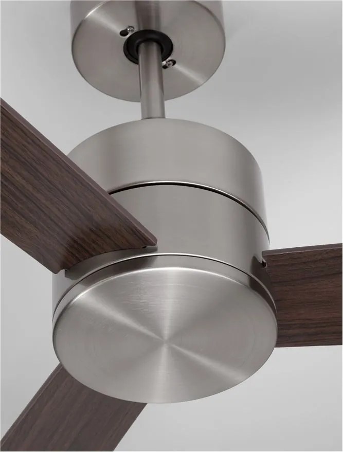 Ventilator de tavan cu telecomanda design modern AXEL otel nuc/stejar