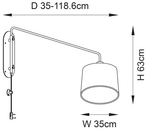 Endon 79380 - Aplică de perete CARLSON 1xE27/40W/230V gri/negru