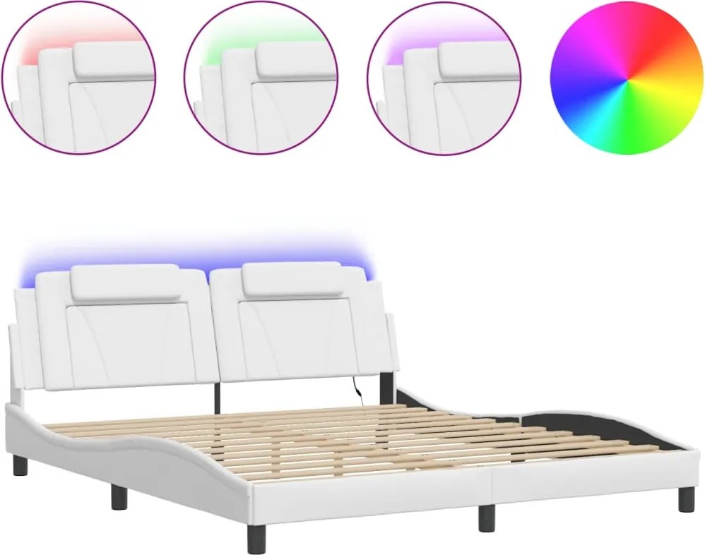 vidaXL Cadru de pat, Viana, cu LED fără saltea, alb, 180x200 cm