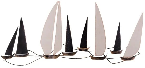 Decorațiune de perete 52x117 cm metal bărci cu vele