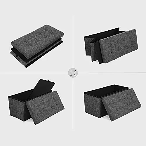 SongmicsHome Taburet cu spațiu de depozitare OTO, 76x38x38cm, antracit