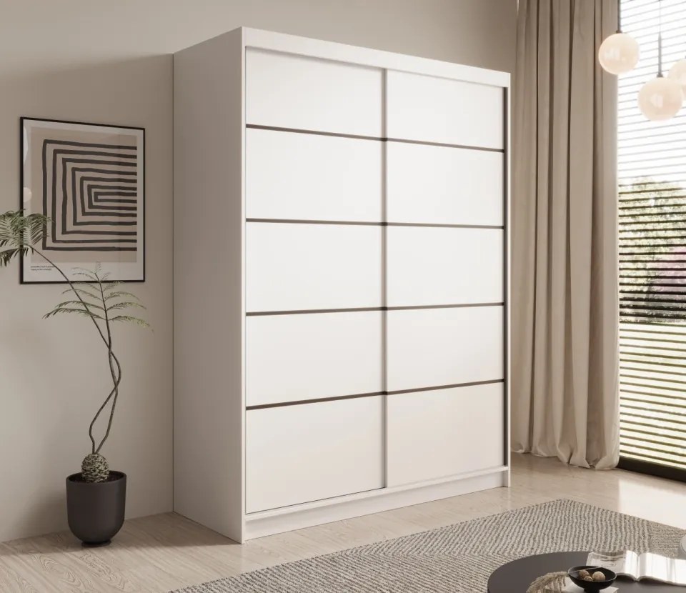 Dulap cu usi glisante, 150x58x200 cm, Calma 150, ADRK Furniture (Culoare: Negru / Negru)