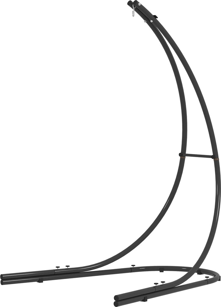 Outsunny Cadru pentru fotoliu suspendat în formă de C Stativ metalic cu bază pentru scaun suspendat până la 150kg Negru | Aosom Romania