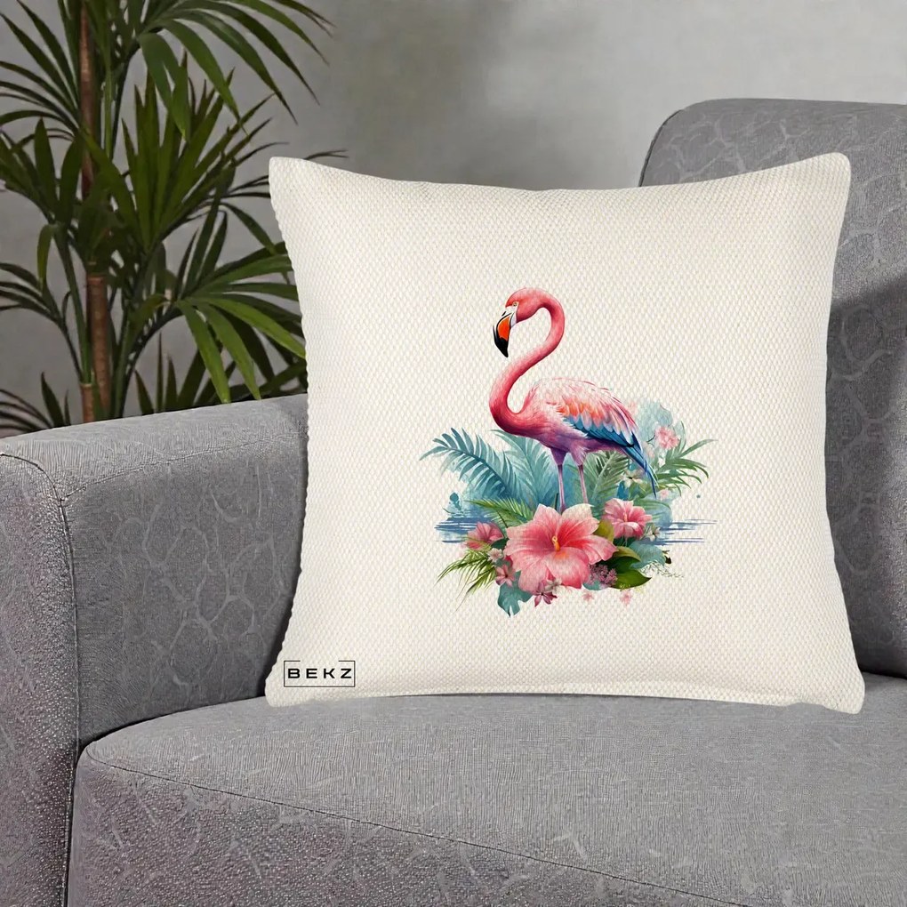 Perna Decorativa Raton in Halat Roz, 40x40 cm, Crem Reliefat, Husa Detasabila, Perna Inclusa, BEKZ®