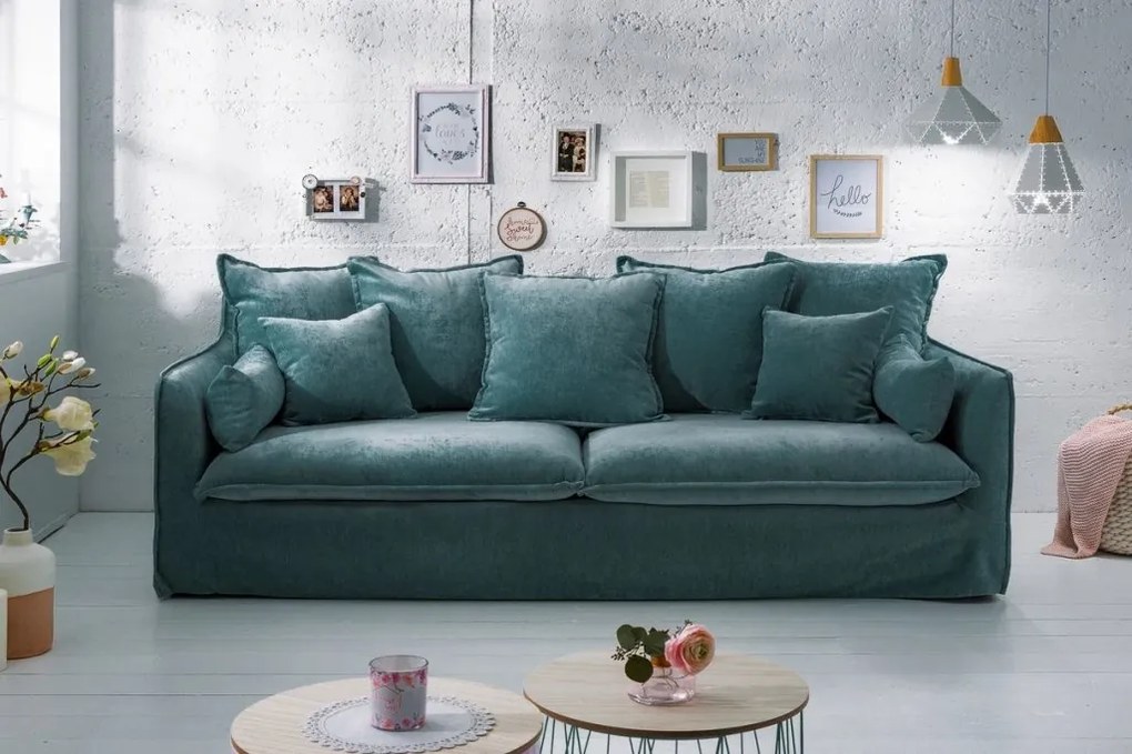 Canapea confortabila Heaven 200cm, catifea verde albastrui A-40163 VC