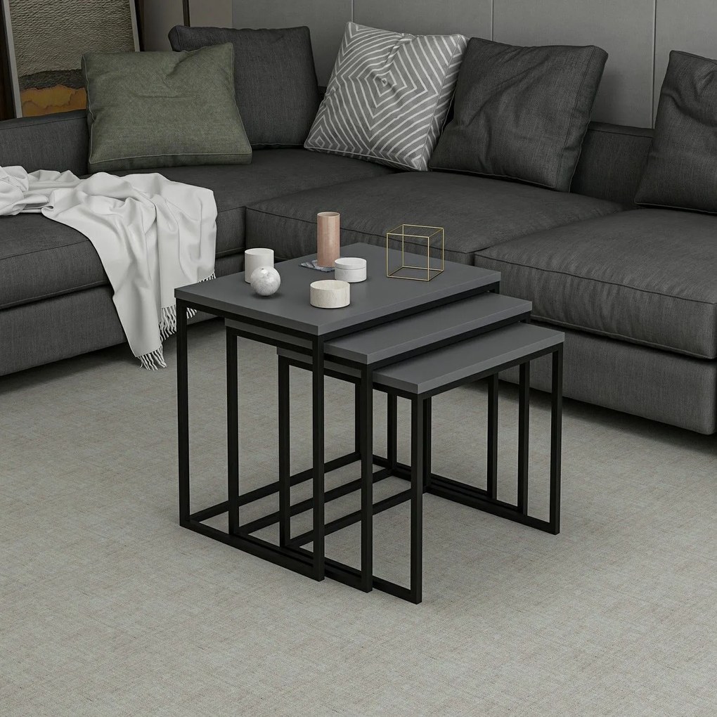 Masuta de cafea set (3 bucăți) Evia - Anthracite