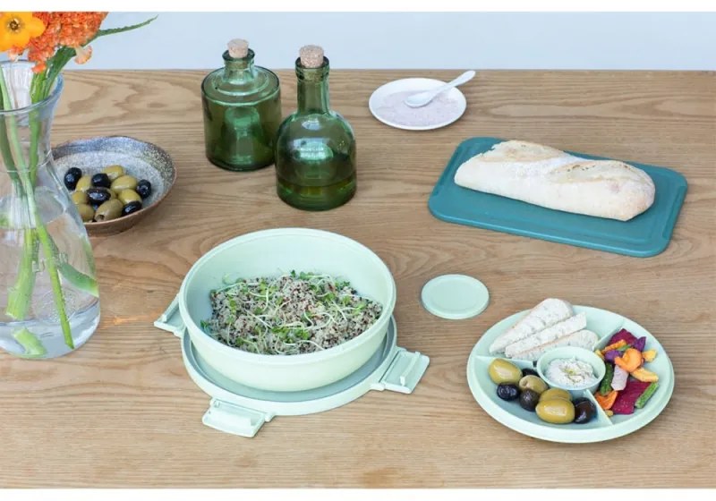 Salatiera Brabantia Make&Take 1006303, 1,3 L, Inchidere etansa, Recipient sos, Fara BPA, Verde deschis