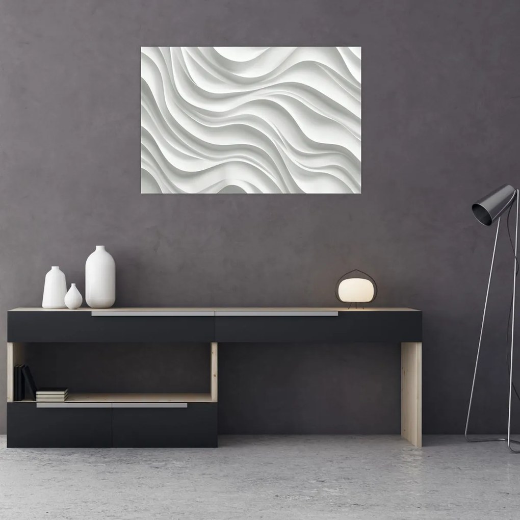 Tablou - Valuri Albe 3D (90x60 cm)