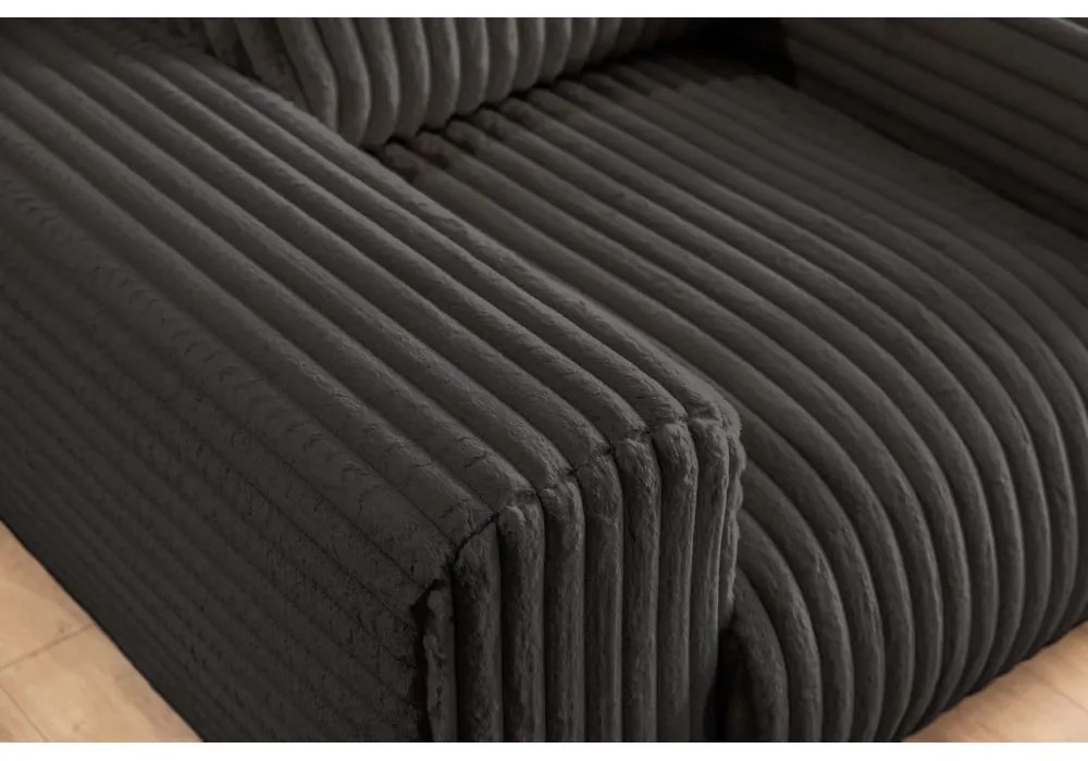 Fotoliu gri închis cu tapițerie din catifea reiată Justin – Ropez