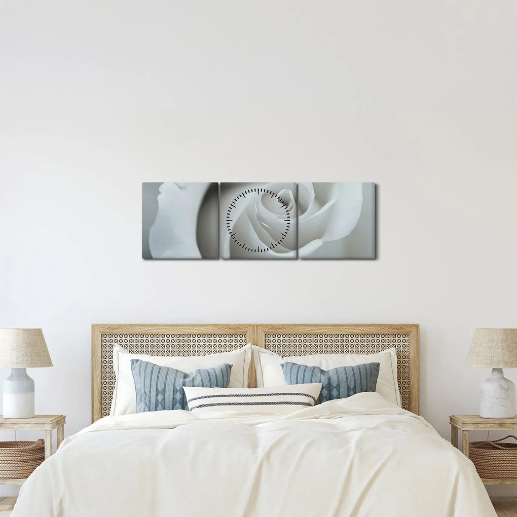 Tablou - Trandafirul alb (cu ceas) (90x30 cm)