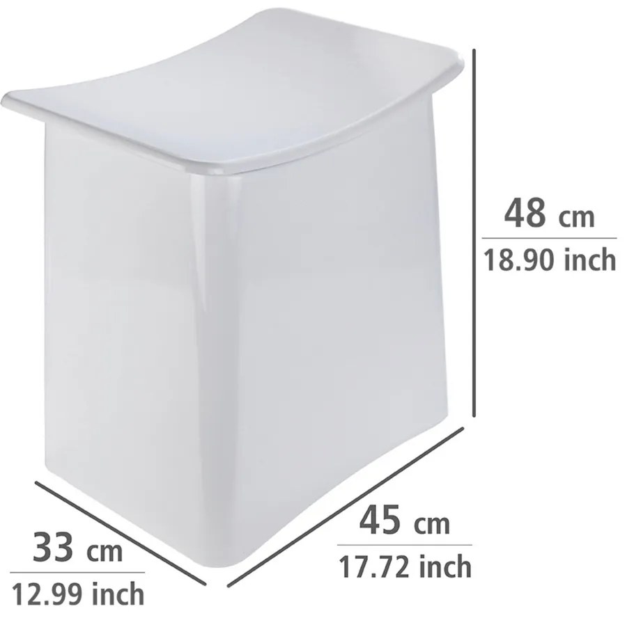 Wenko Scaun de baie cu spațiu pentru rufe Wing, alb, 45 × 33 × 48 cm